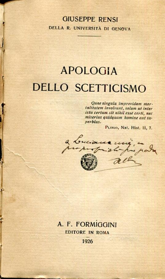 Apologia dello scetticismo - copertina