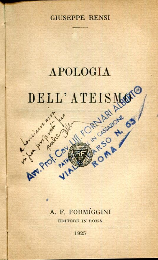 Apologia dell'ateismo - copertina