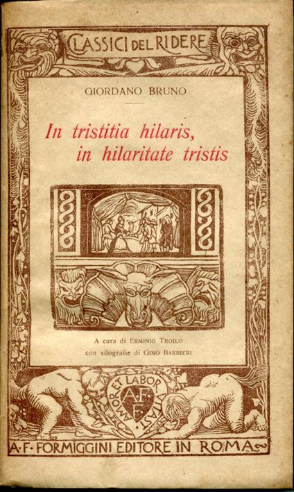 In tristitia hilaris, in hilaritate tristis - Giordano Bruno - copertina