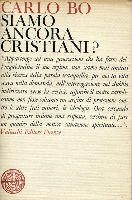 Siamo ancora cristiani? - Carlo Bo - copertina