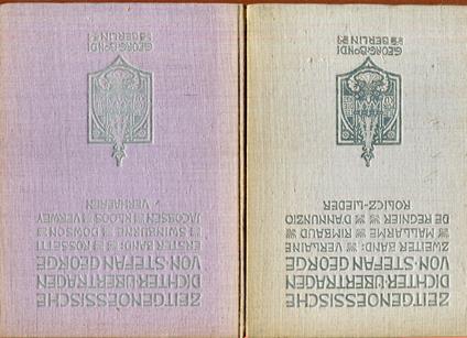Zeitgenössische Dichter übertragen von Stefan George,: Bd. 1., Rossetti, Swinburne, Dowson, Jacobsen, Kloos, Verwey, Verhaeren. Bd. 2., Verlaine, Mallarmé, Rimbaud, De Regnier, D' Annunzio, Rolicz-Lieder - Stefan George - copertina