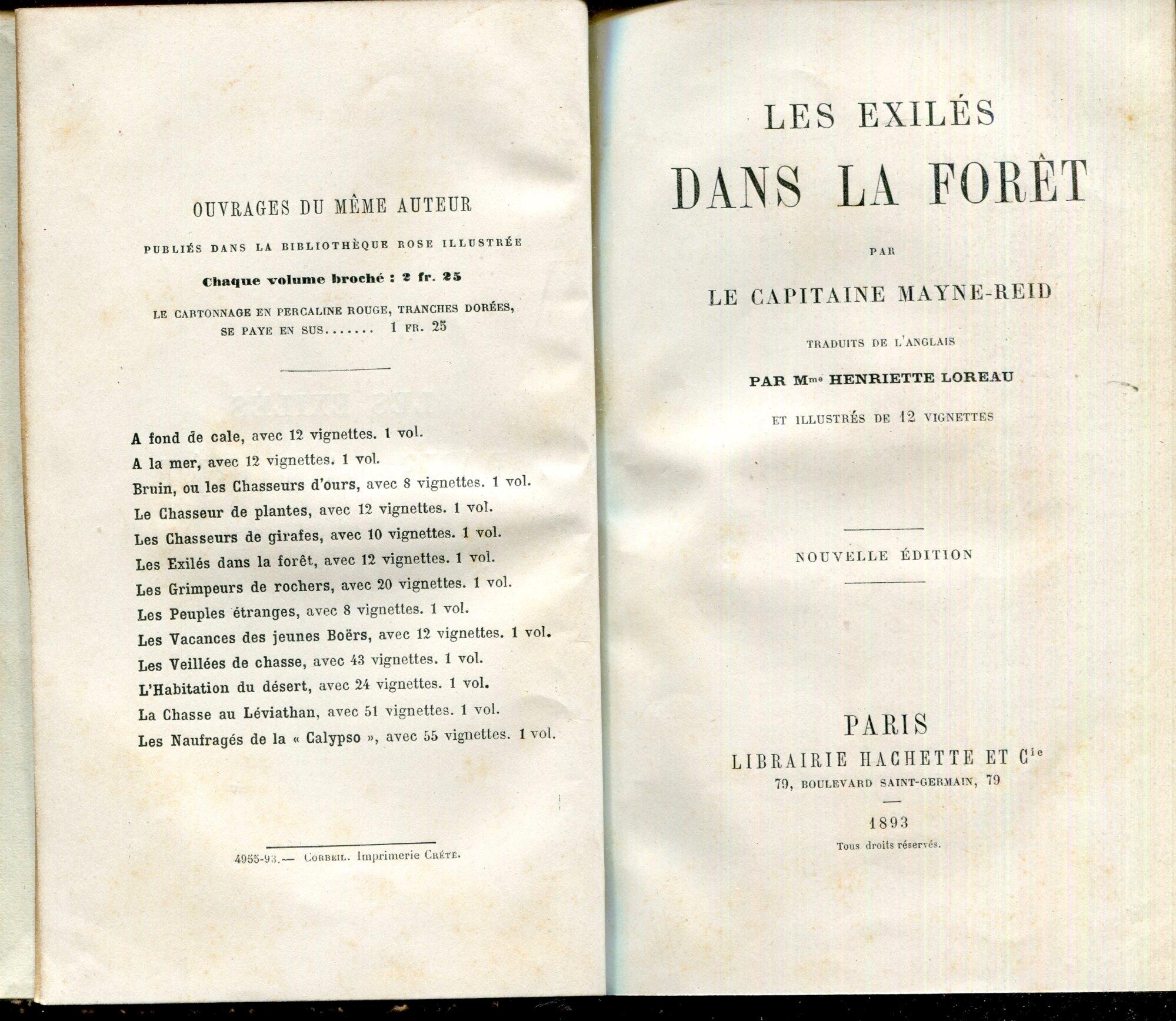 Les exilés dans la forêt traduits de l'anglais par Mme Henriette Loreau..