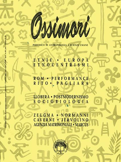 Ossimori. Periodico di Antropologia e Scienze Umane. Numero 4, I semestre 1994 - copertina