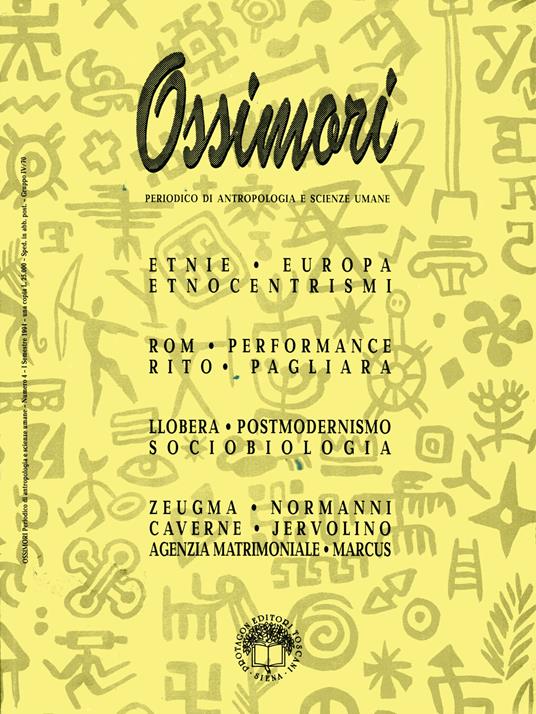 Ossimori. Periodico di Antropologia e Scienze Umane. Numero 4, I semestre 1994 - copertina