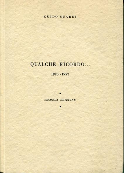 QUALCHE RICORDO. 1925-1967 con dedica autografa della figlia dell'autore. 2. edizione - copertina