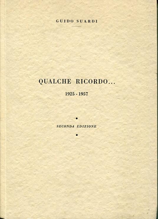 QUALCHE RICORDO. 1925-1967 con dedica autografa della figlia dell'autore. 2. edizione - copertina