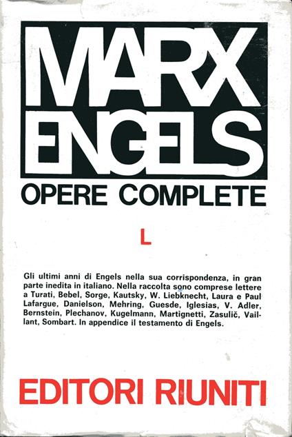 Opere Complete L. Lettere gennaio 1893- luglio 1895 - Friedrich Engels - copertina