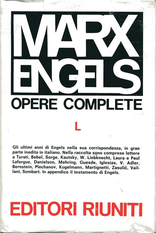 Opere Complete L. Lettere gennaio 1893- luglio 1895 - Friedrich Engels - copertina