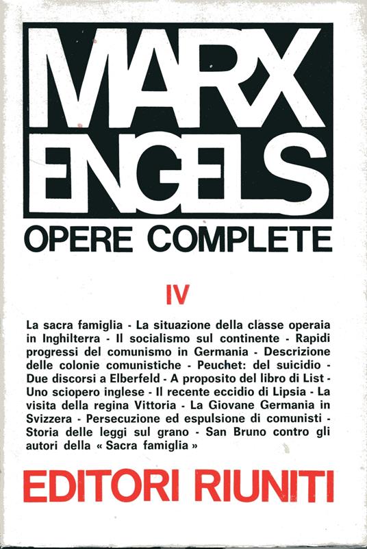 Opere Complete IV. 1844 - 1845 - Friedrich Engels - copertina