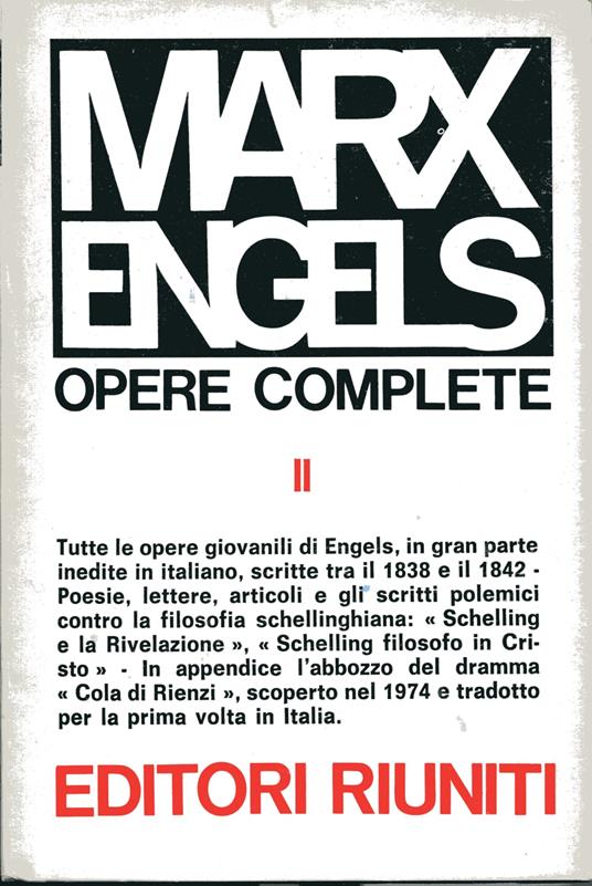Opere Complete II Fredrich Engels 1838 - 1842 - Friedrich Engels - copertina