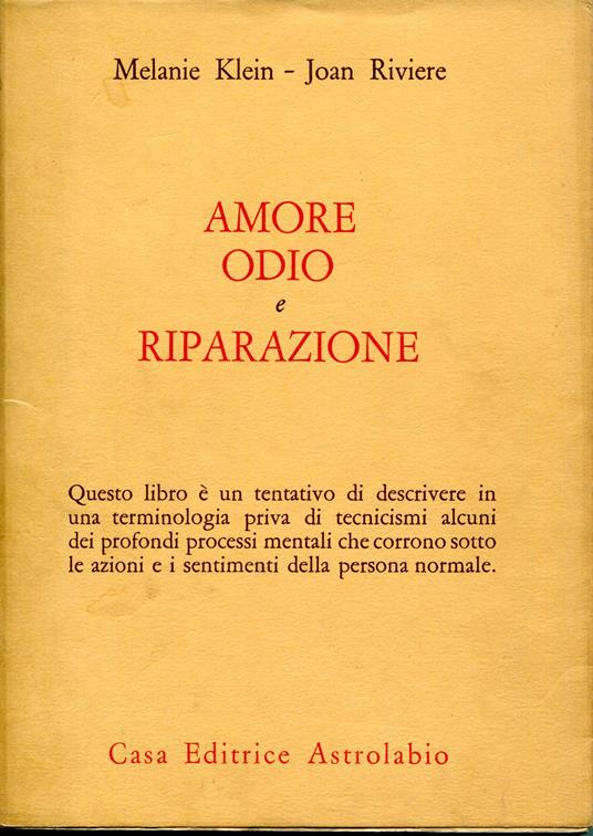 Amore, odio e riparazione - copertina