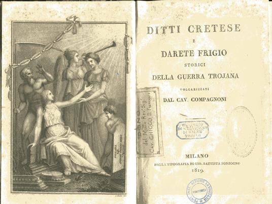 Ditti Cretese e Darete Frigio storici della guerra trojana volgarizzati dal cav. Compagnoni - copertina