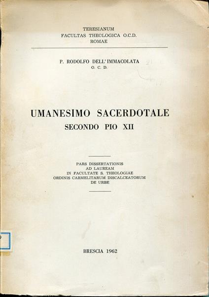 Umanesimo sacerdotale secondo Pio XII - copertina