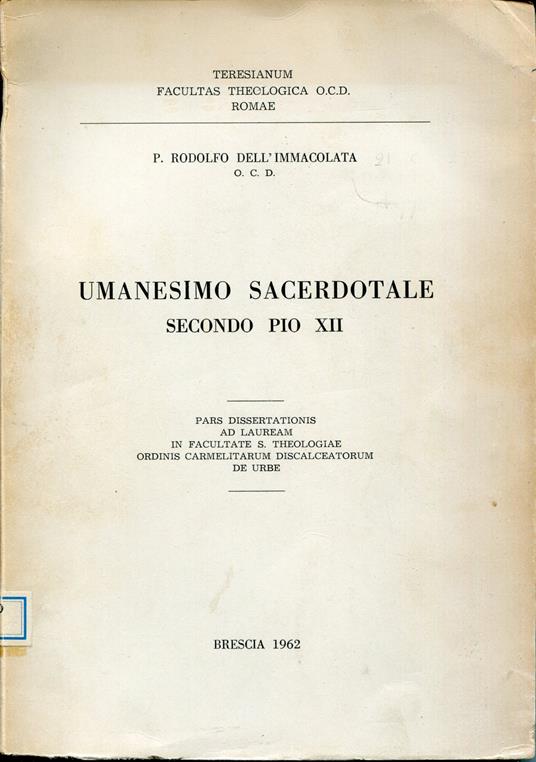 Umanesimo sacerdotale secondo Pio XII - copertina