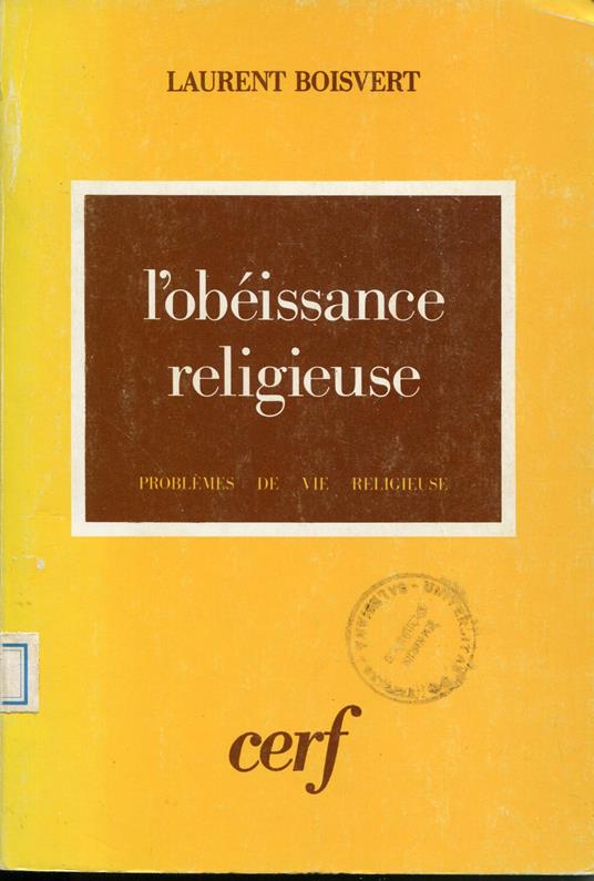 L' obeissance religieuse - copertina