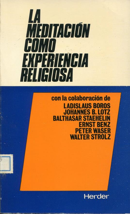 La meditación como experiencia religiosa - copertina