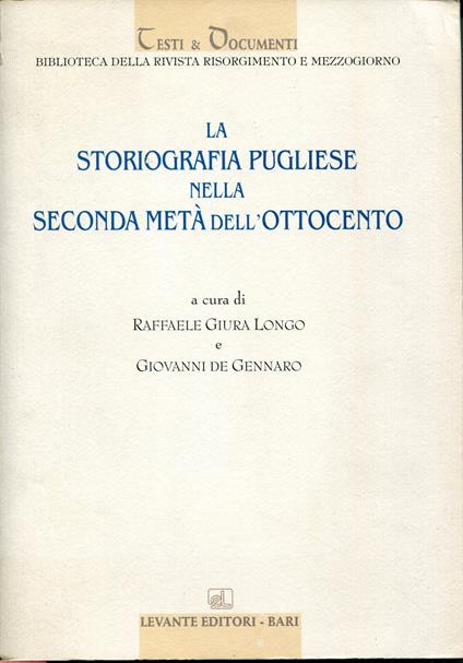 La storiografia pugliese nella seconda metà dell'Ottocento - copertina