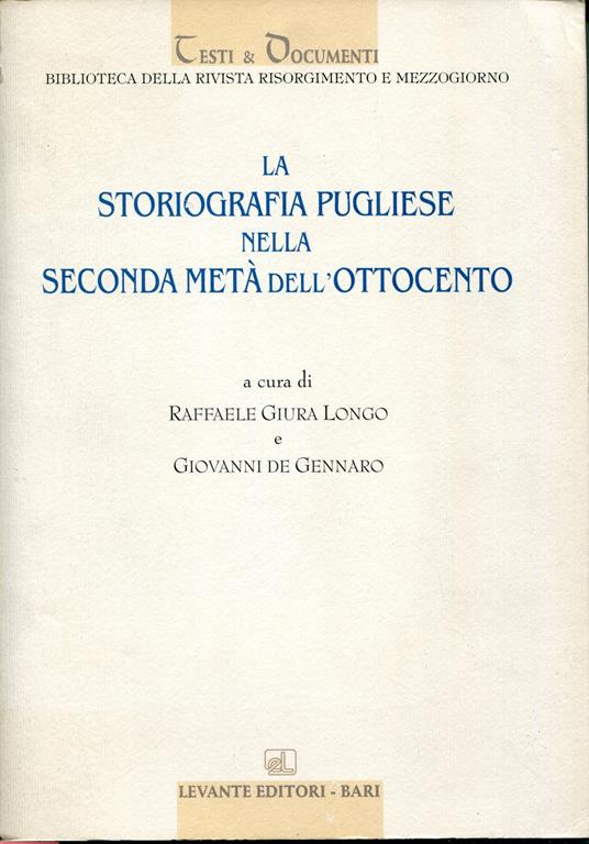 La storiografia pugliese nella seconda metà dell'Ottocento - copertina