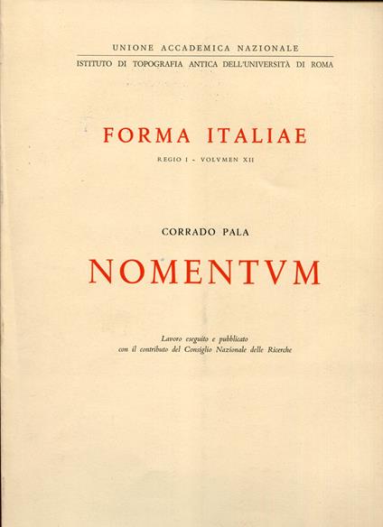 Momentum. Forma Italiae. Regio 1 - Volume XII - copertina