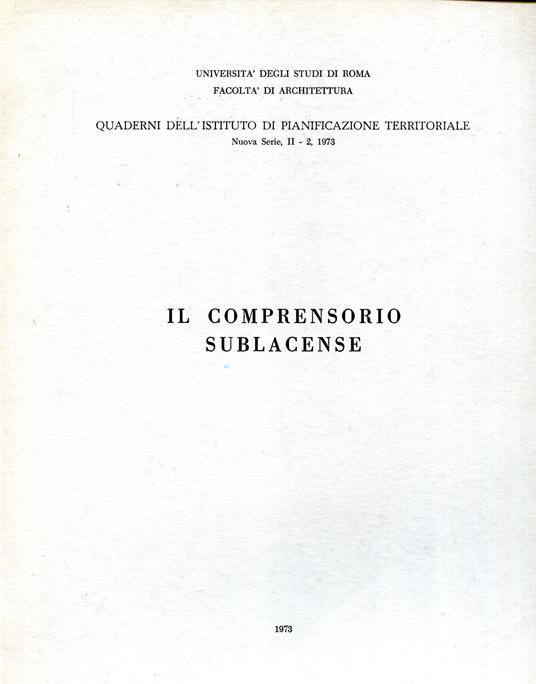 Il comprensorio sublacense - copertina