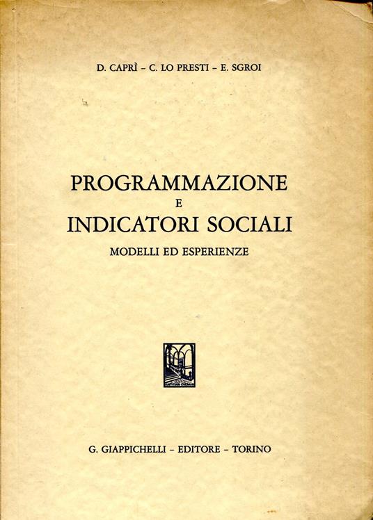 Programmazione e indicatori sociali, modelli ed esperienze - copertina