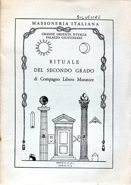 Rituale del secondo grado di compagno libero muratore. Grande Oriente d'Italia. Palazzo Giustiniani - copertina