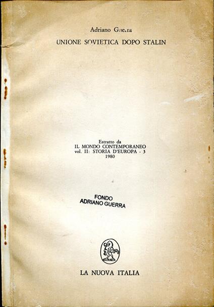 Unione Sovietica dopo Stalin - Adriano Guerra - copertina