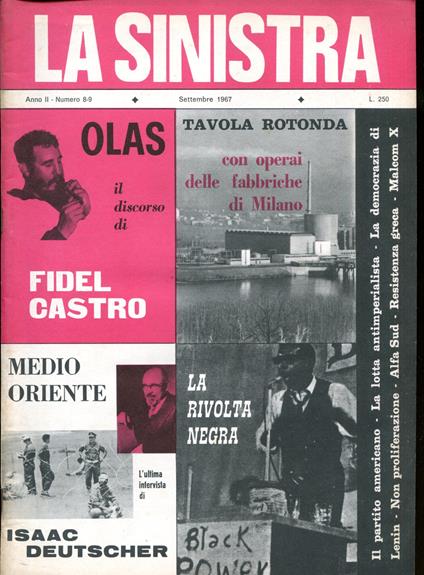 La sinistra. Direttore Lucio Coletti. Anno II, n. 8-9. Settembre 1967 - copertina