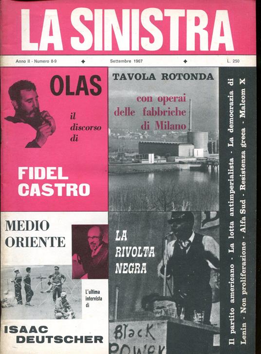 La sinistra. Direttore Lucio Coletti. Anno II, n. 8-9. Settembre 1967 - copertina