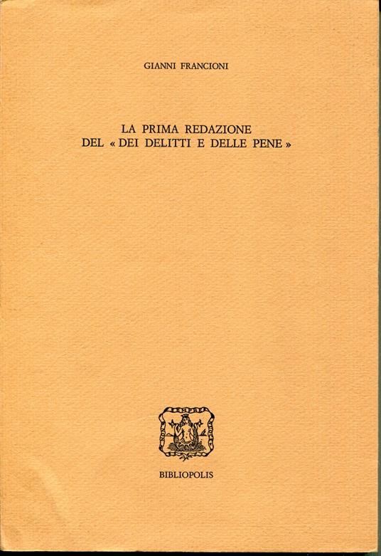 La prima redazione del 'Dei delitti e delle pene' - copertina