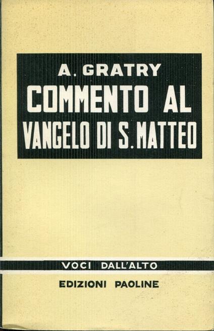 Commento al Vangelo di s. Matteo - Alphonse Gratry - copertina