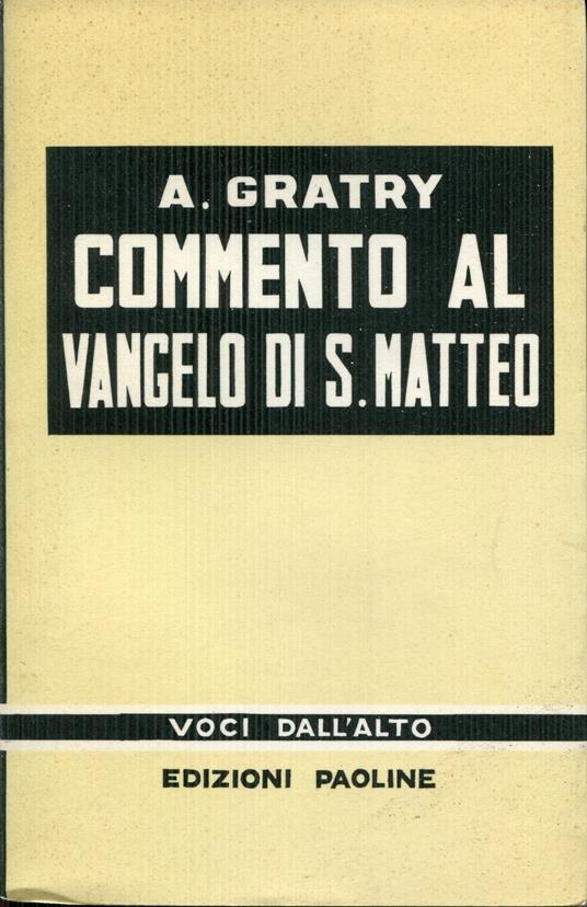 Commento al Vangelo di s. Matteo - Alphonse Gratry - copertina