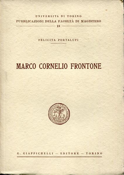 Marco Cornelio Frontone - Felicita Portalupi - copertina