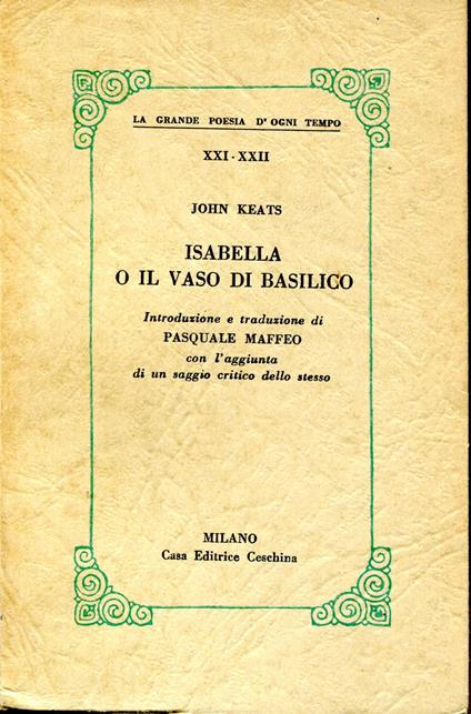 Isabella o il vaso basilico - John Keats - copertina