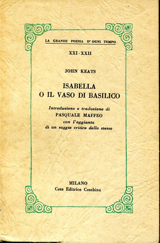 Isabella o il vaso basilico - John Keats - copertina