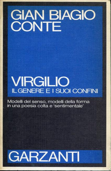 Virgilio : il genere e i suoi confini - Gian Biagio Conte - copertina