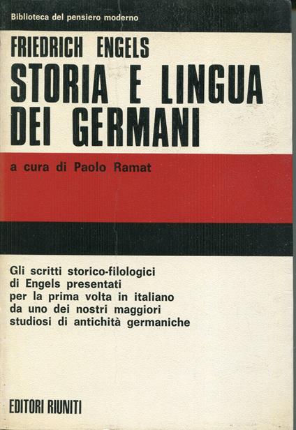 Storia e lingua dei Germani : scritti filologici - Friedrich Engels - copertina