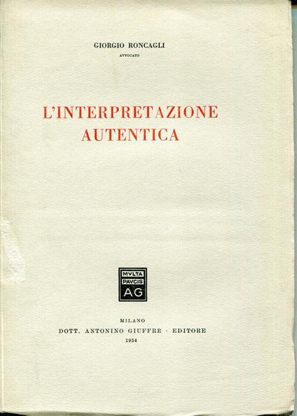 L' interpretazione autentica - copertina