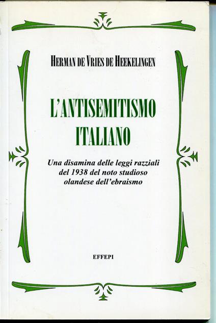 L' antisemitismo italiano - copertina