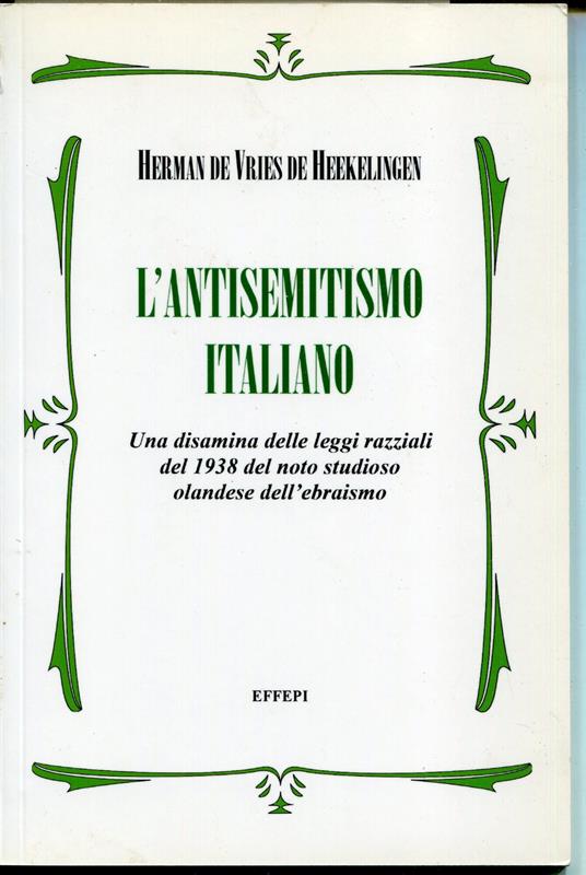 L' antisemitismo italiano - copertina