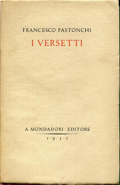 I versetti - Francesco Pastonchi - copertina