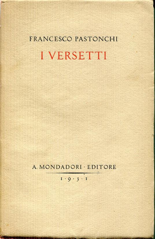 I versetti - Francesco Pastonchi - copertina