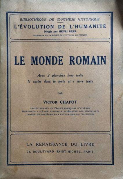 Le monde romain - Victor Chapot - copertina