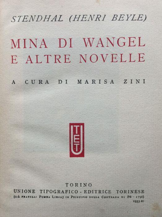 Mina di Wangel e altre novelle - Stendhal - copertina