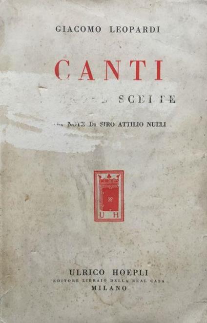 Canti e prose scelte - Giacomo Leopardi - copertina