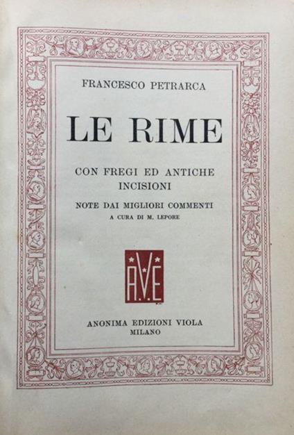 Le rime - Francesco Petrarca - copertina