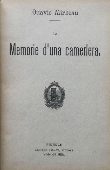 Le memorie d'una cameriera - Octave Mirbeau - copertina