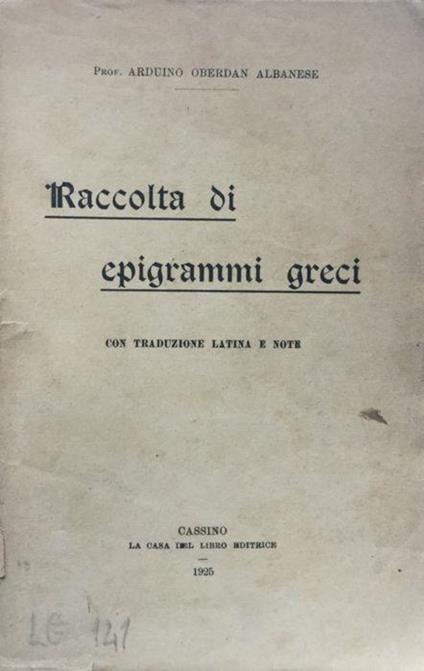 Raccolta di epigrammi greci - copertina