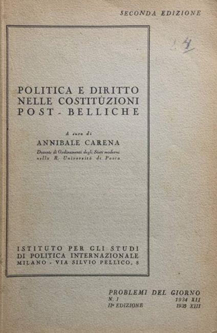 Politica e diritto nelle costituzioni post-belliche. 2a ediz - copertina
