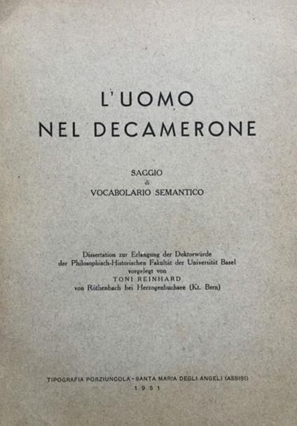 L' uomo del Decamerone. Saggio di vocabolario semantico - copertina